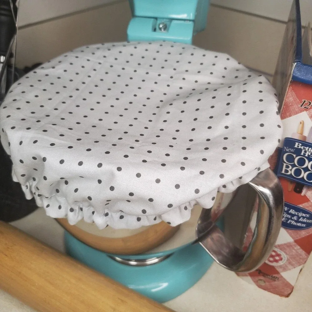 Garden Veggies /Dots Reversible KitchenAid Mixer Mixing‎ Bowl Cover Bread Baking
